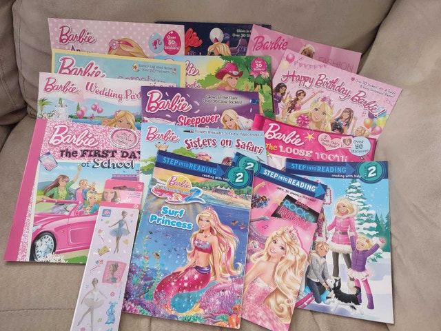 Barbie books (14) and stickers