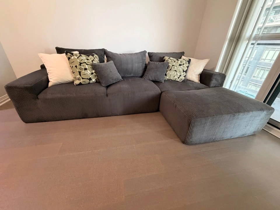 Modular L-Shaped Sectional Sofa – Corduroy Memory Foam - photo 2