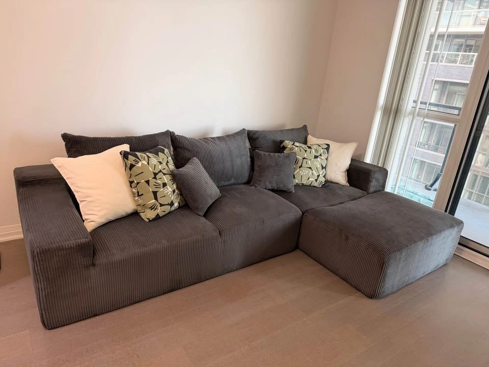 Modular L-Shaped Sectional Sofa – Corduroy Memory Foam - photo 3