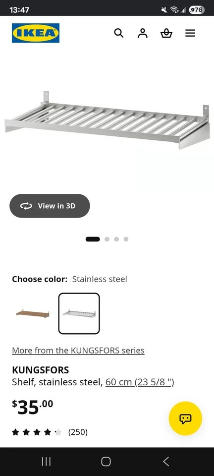 Stainless Steel Kungsfors Shelf - photo 2