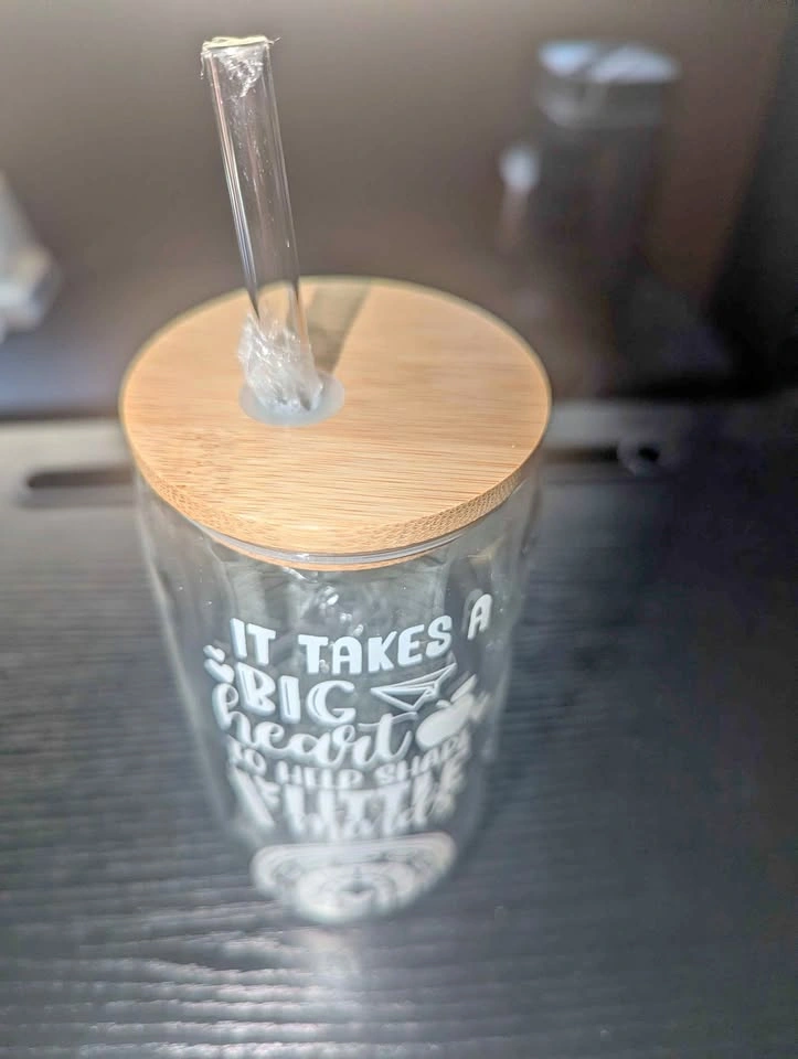 Teacher Glass Tumbler with Bamboo Lid & Straw