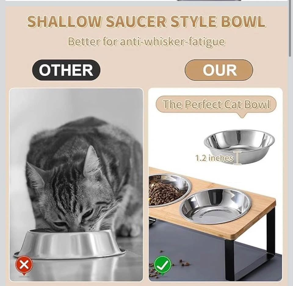 NEW 2 Pack Elevated Cat Bowls with Food Mat - photo 3