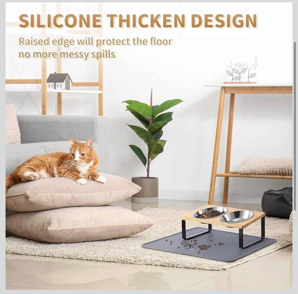 NEW 2 Pack Elevated Cat Bowls with Food Mat - photo 5