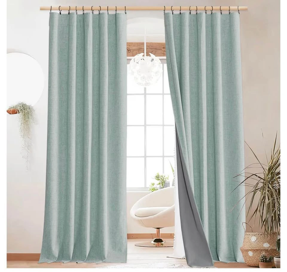 NEW NICETOWN 100% Blackout Seafoam Green Linen Curtains - photo 2