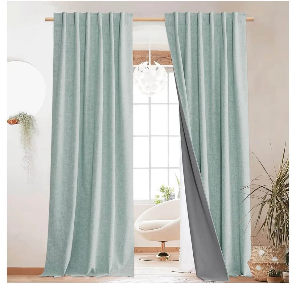 NEW NICETOWN 100% Blackout Seafoam Green Linen Curtains - photo 3