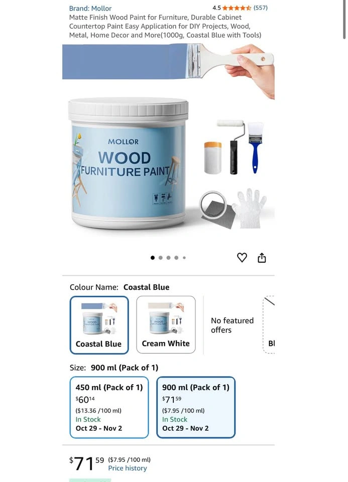 NEW Mollor Wood Furniture Paint Kit - Coastal Blue - photo 2