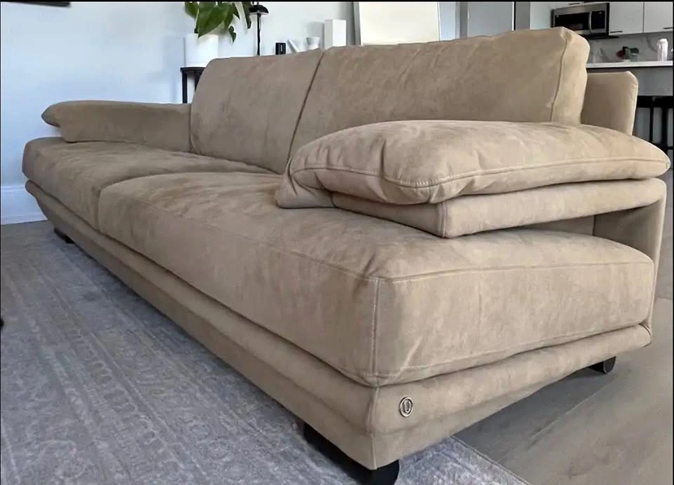 Rare Natuzzi 3-Seater Sofa + Ottoman - Neutral Suede