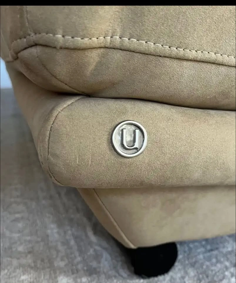 Rare Natuzzi 3-Seater Sofa + Ottoman - Neutral Suede - photo 3