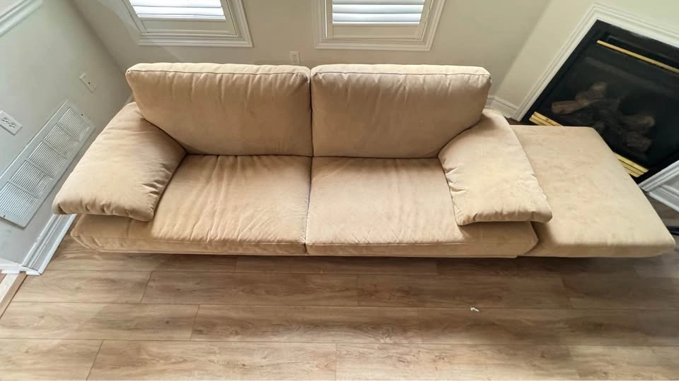 Rare Natuzzi 3-Seater Sofa + Ottoman - Neutral Suede - photo 4