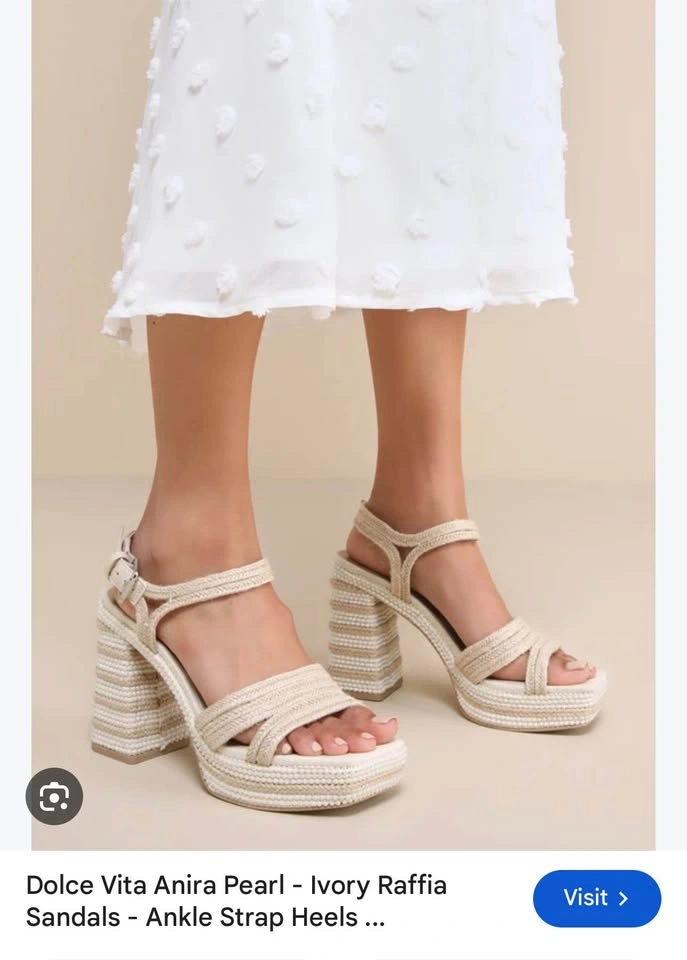 NEW Dolce Vita Anira Pearl Ivory Raffia Platform High Heel Sanda - photo 2