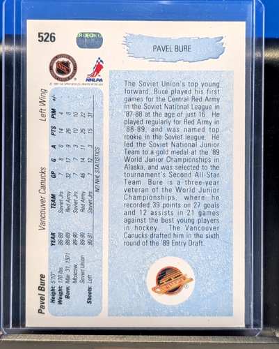 Pavel Bure 1990-91 Upper Deck #526 Rookie RC Young Guns - photo 2
