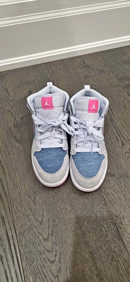 Nike Air Jordan 1 Mid Kids – Denim Blue/Pink – Size 2Y