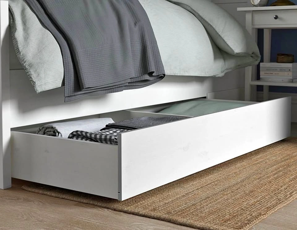 Underbed Storage Drawers for Queen/King Bed (White Satin) set of
