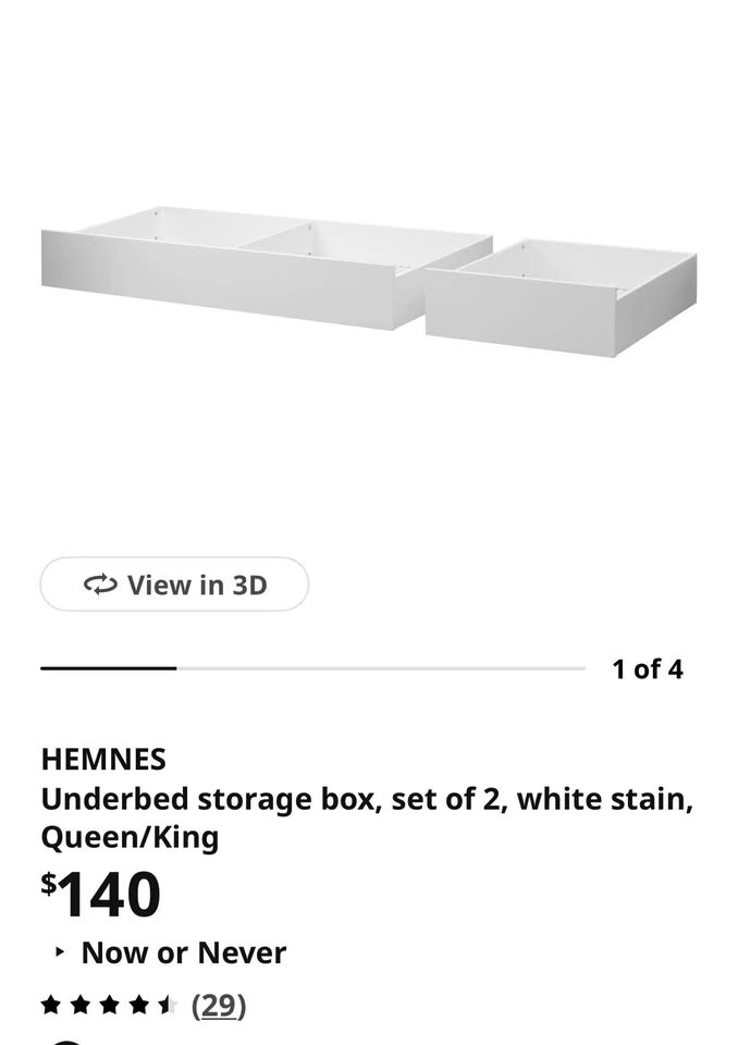 Underbed Storage Drawers for Queen/King Bed (White Satin) set of - photo 3