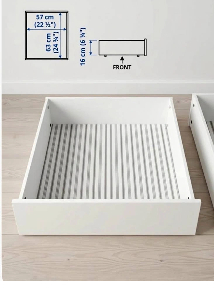 Underbed storage 2 pack white colour on the wheels