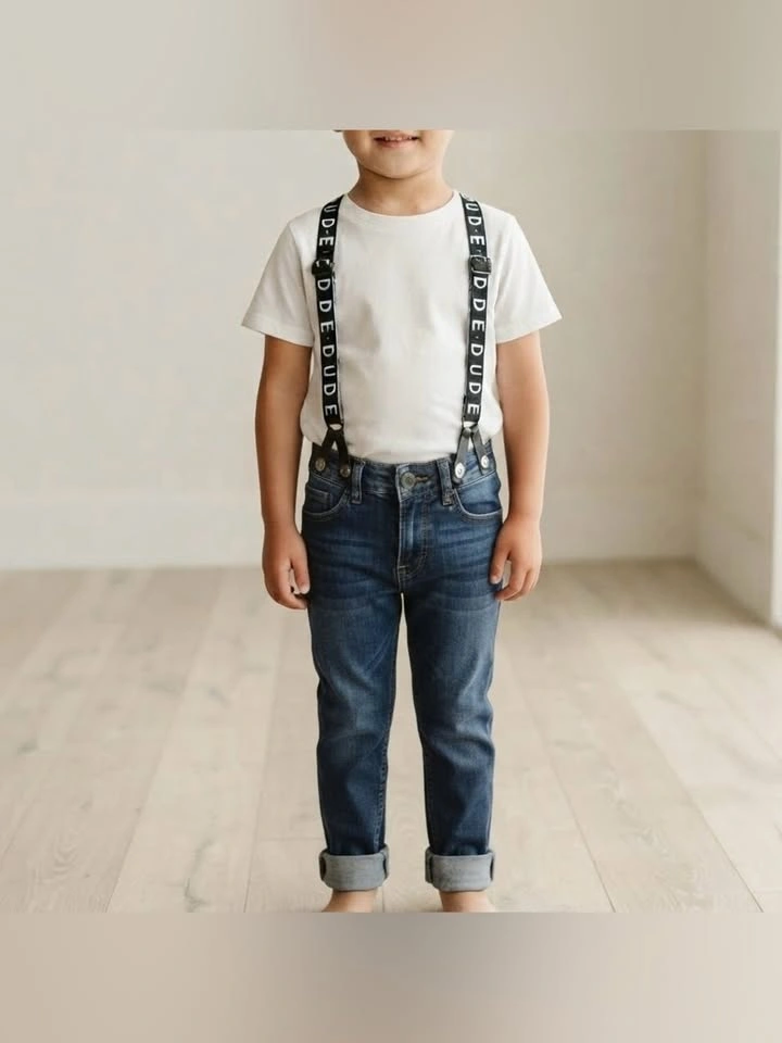 H&M Denim Jeans With Suspenders Boys Size 6