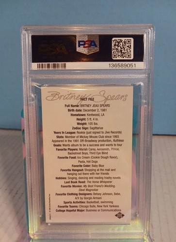 Britney spears rookie card jive promo psa 6 - photo 2