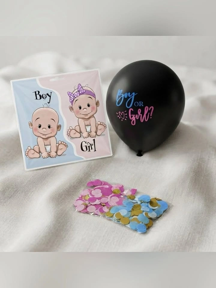 Gender Reveal Giant Black Balloon Kit Confetti Party Decor