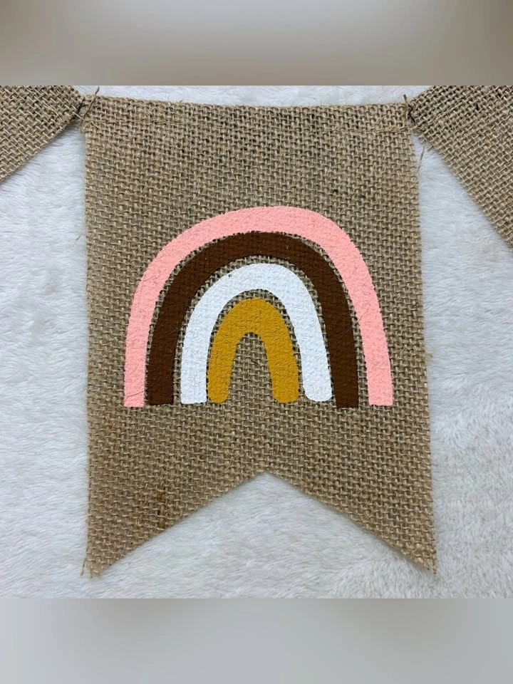 Oh Baby Burlap Banner Baby Shower Boho Rainbow Neutral Decor - photo 3