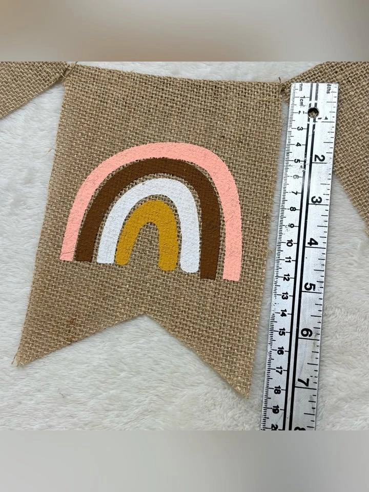 Oh Baby Burlap Banner Baby Shower Boho Rainbow Neutral Decor - photo 5