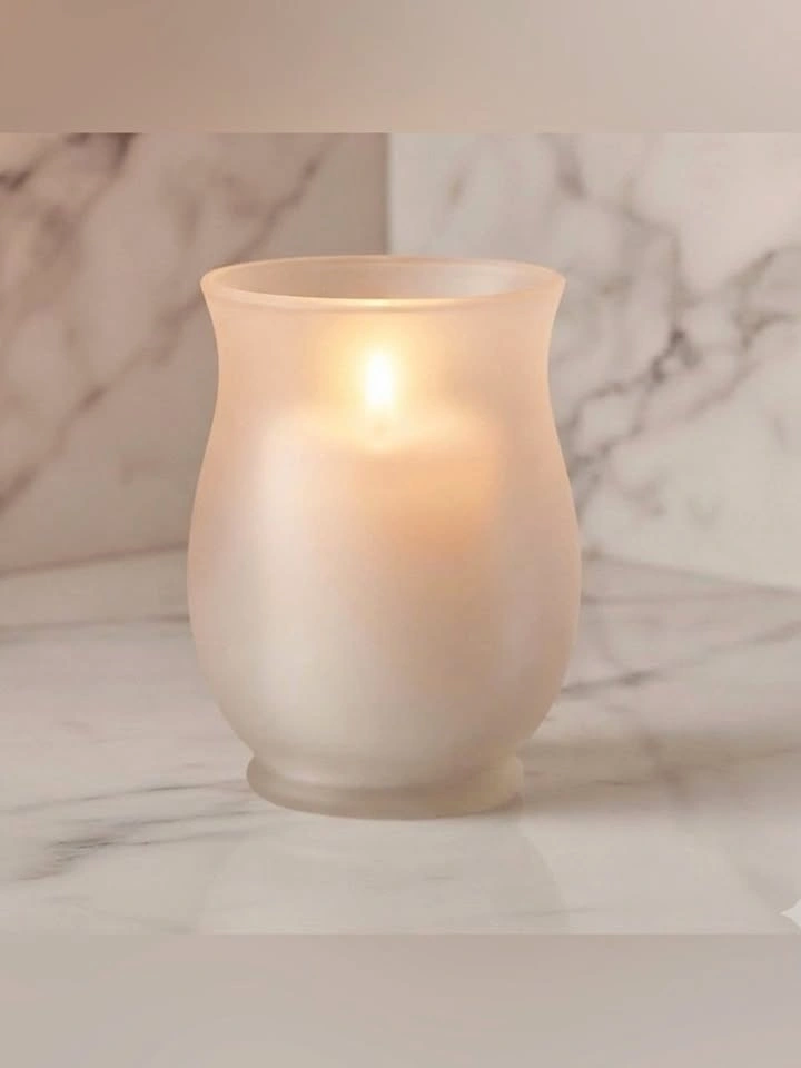 Frosted Glass Hurricane Candle Holder Vase Tabletop Home Decor