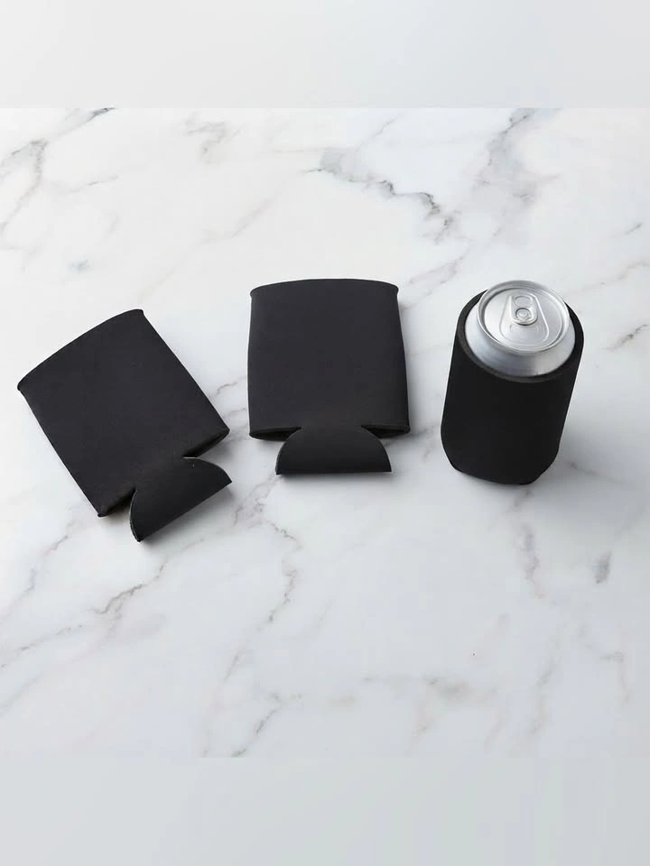 Set Of 3 Solid Black Neoprene Can Coolers