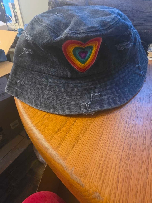 Celebrate Rainbow Heart Bucket Hat