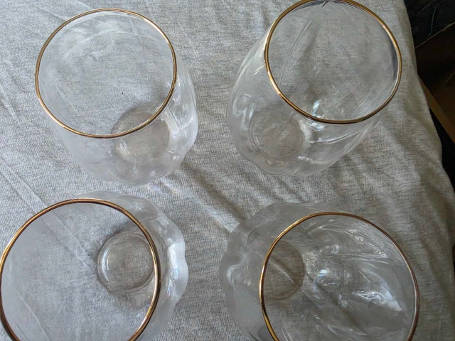Thyme & Table 4-Piece Scalloped Stemless Wine Glass Set - photo 3