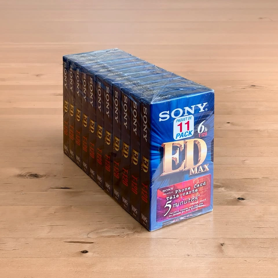 New 11-pack Sony ED Max T-120 Blank Videocassette Tapes - photo 2