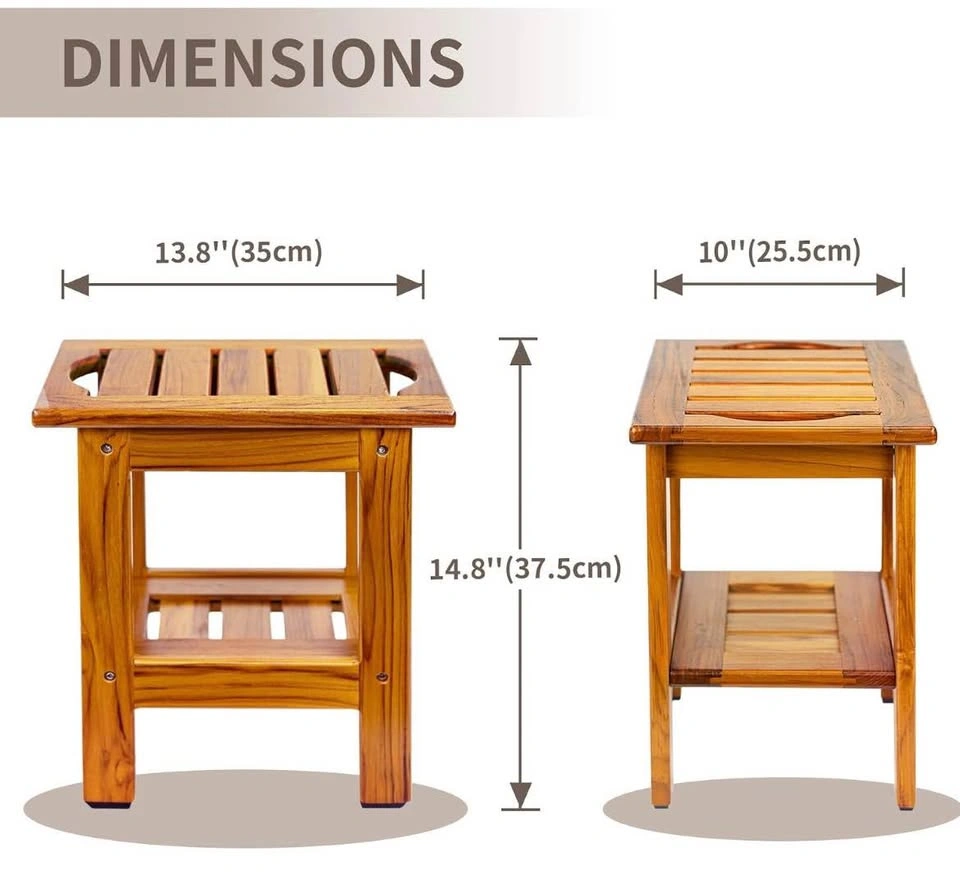 Small teak shower stool - photo 4