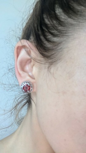 Garnet Red earring studs. Silver. Heirloom quality. Ruby Earring - photo 3
