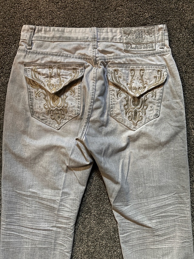 platini 2000s embroidered flap jeans size 34x32 - photo 5