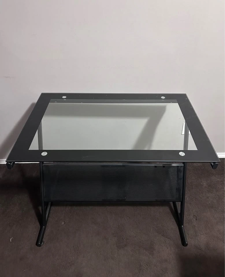Black desk / work table (transparent top) - photo 2