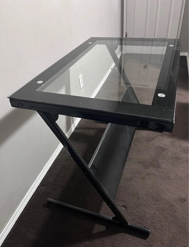 Black desk / work table (transparent top) - photo 3