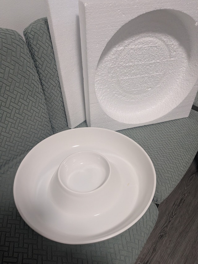 Ceramic Chip & Dip Serving Bowl