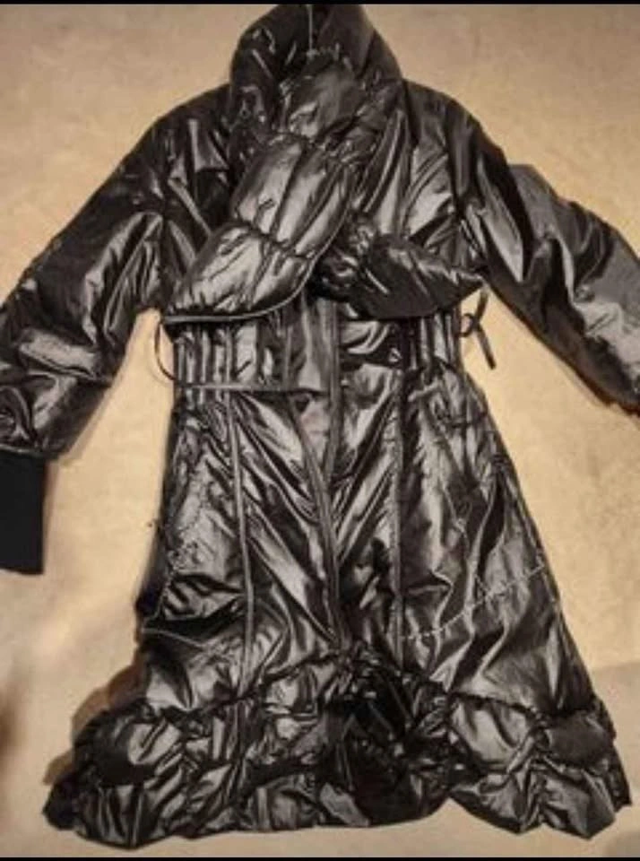Laura black women's puffer winter coat with belt (S/M) - photo 2