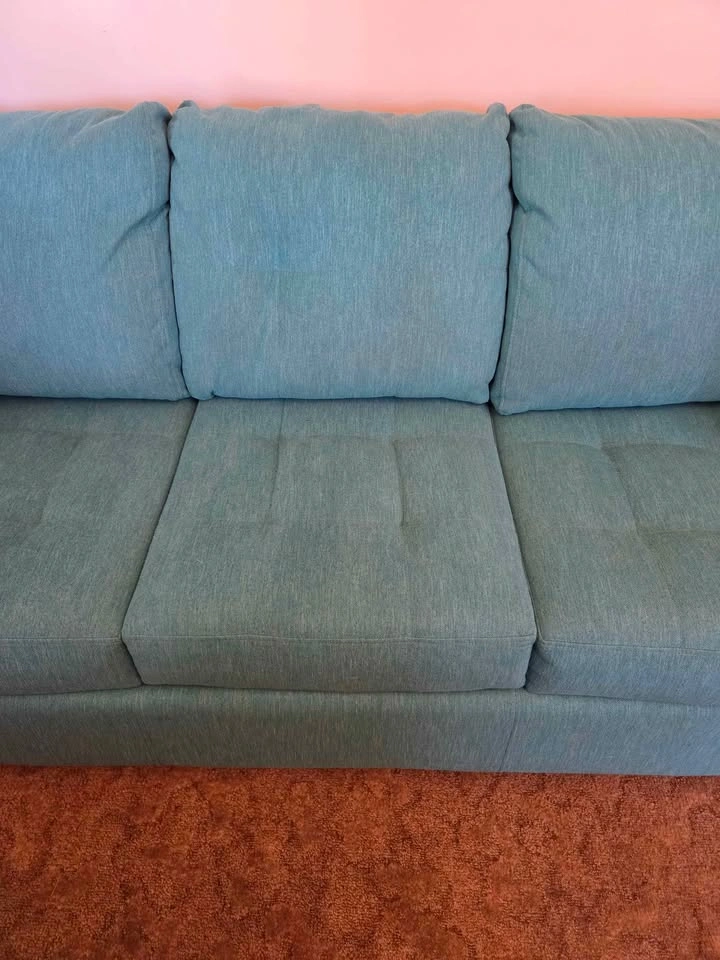 Delivery Available Greenish Blue Fabric Couch Sofa - photo 4