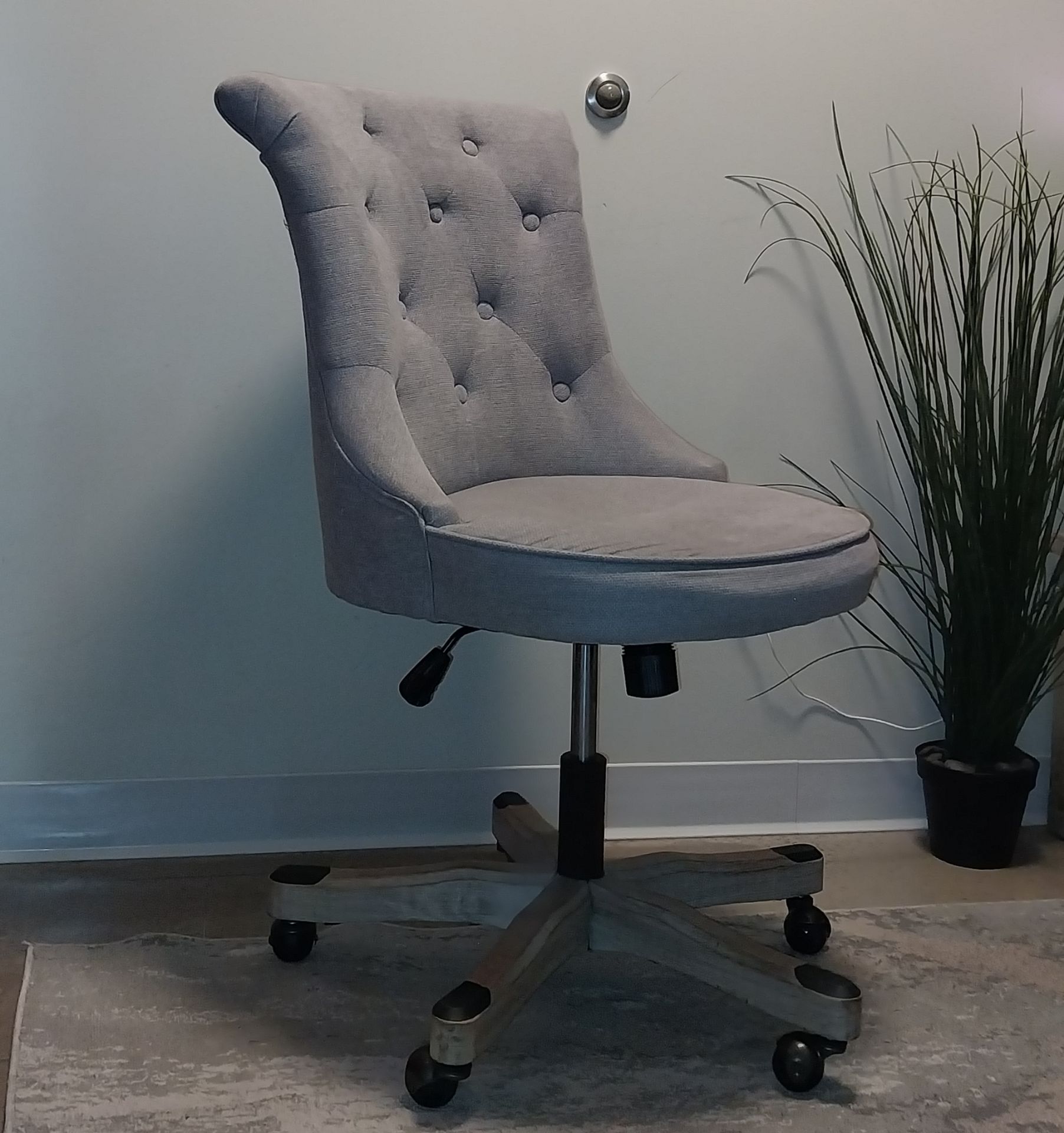 Light Gray Tufted Swivel Office Chair – $30 OBO
