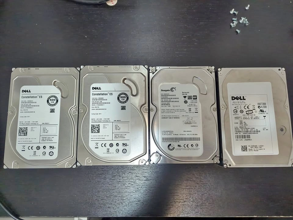 Lot of 4 Hard Drives: 3x 500GB SATA and 1x 300GB 15K SAS