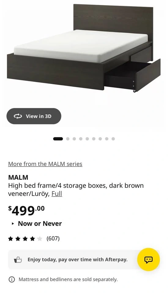 IKEA MALM Full High Bed Frame with 4 Storage Boxes - photo 4