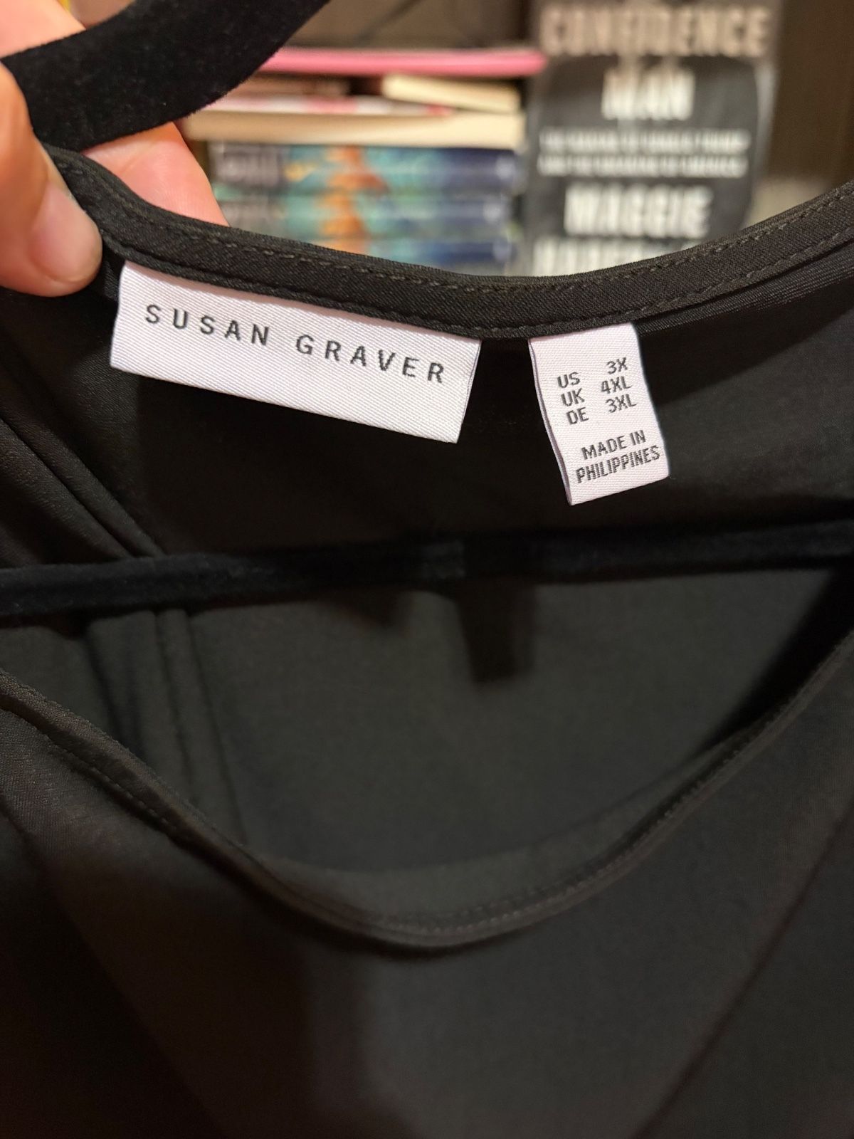Susan Graver Black Cowl Neck Top with Contrast Cuffs, Size 3X - photo 2