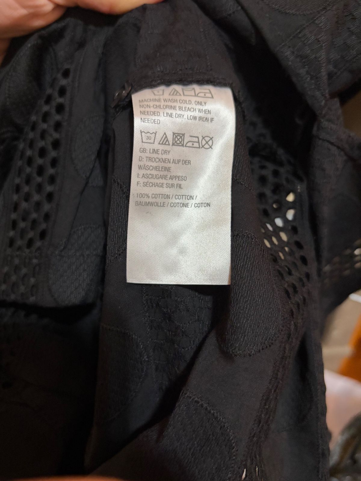 Black Button Front Shirt with Circle and Mesh Details - photo 4