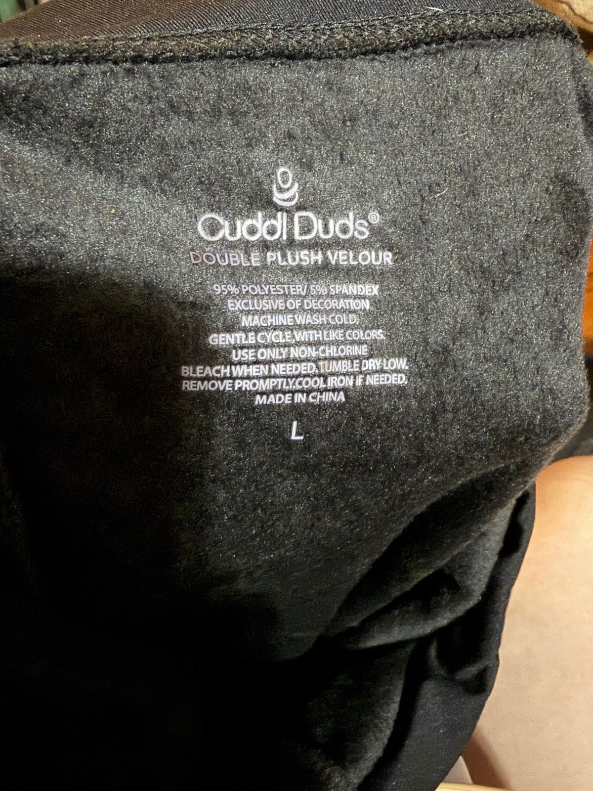 Cuddl Duds Black Double Plush Velour Pants, Size Large - photo 2