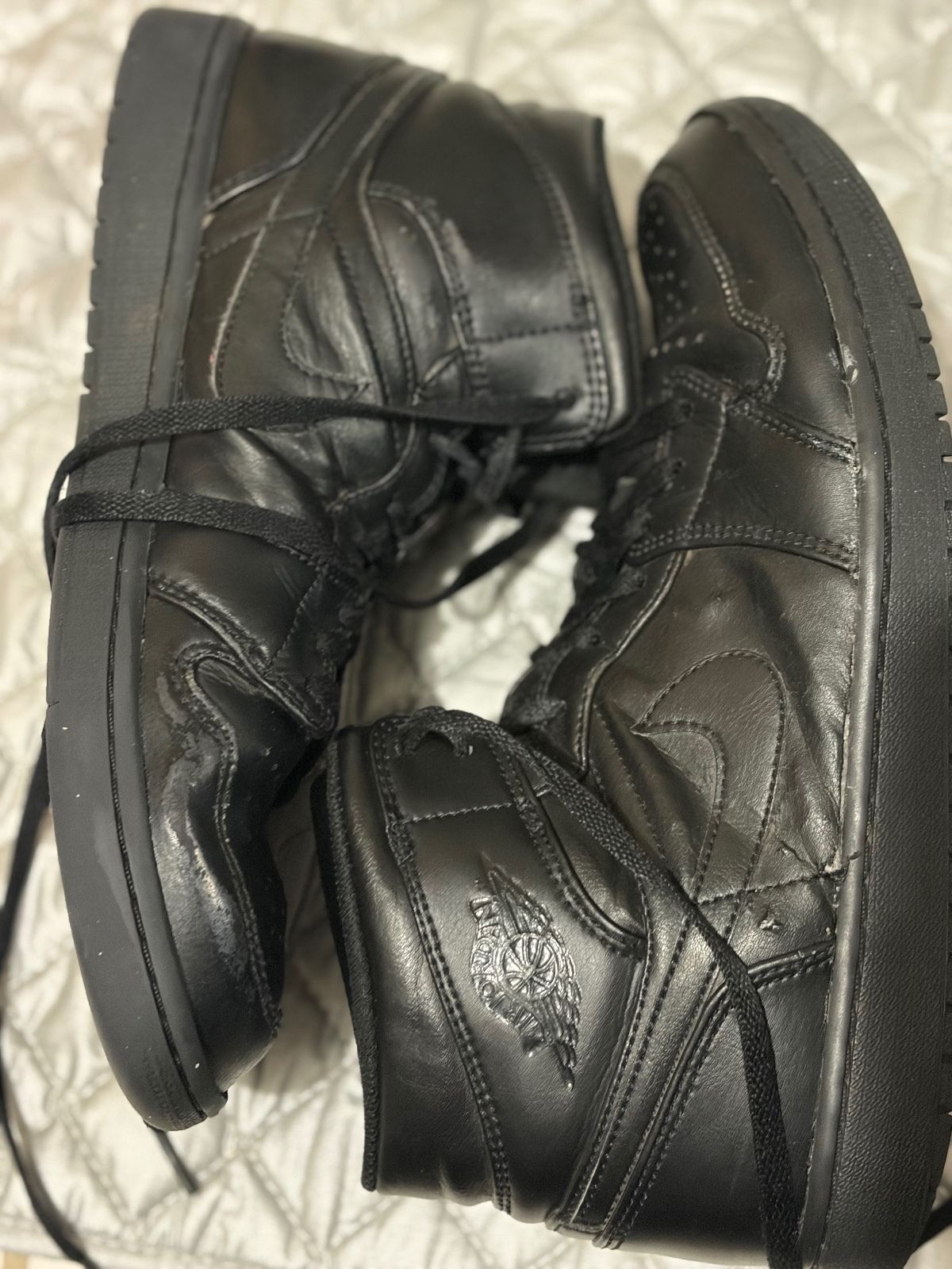 Nike Air Jordan 1 Mid Black Leather Sneakers