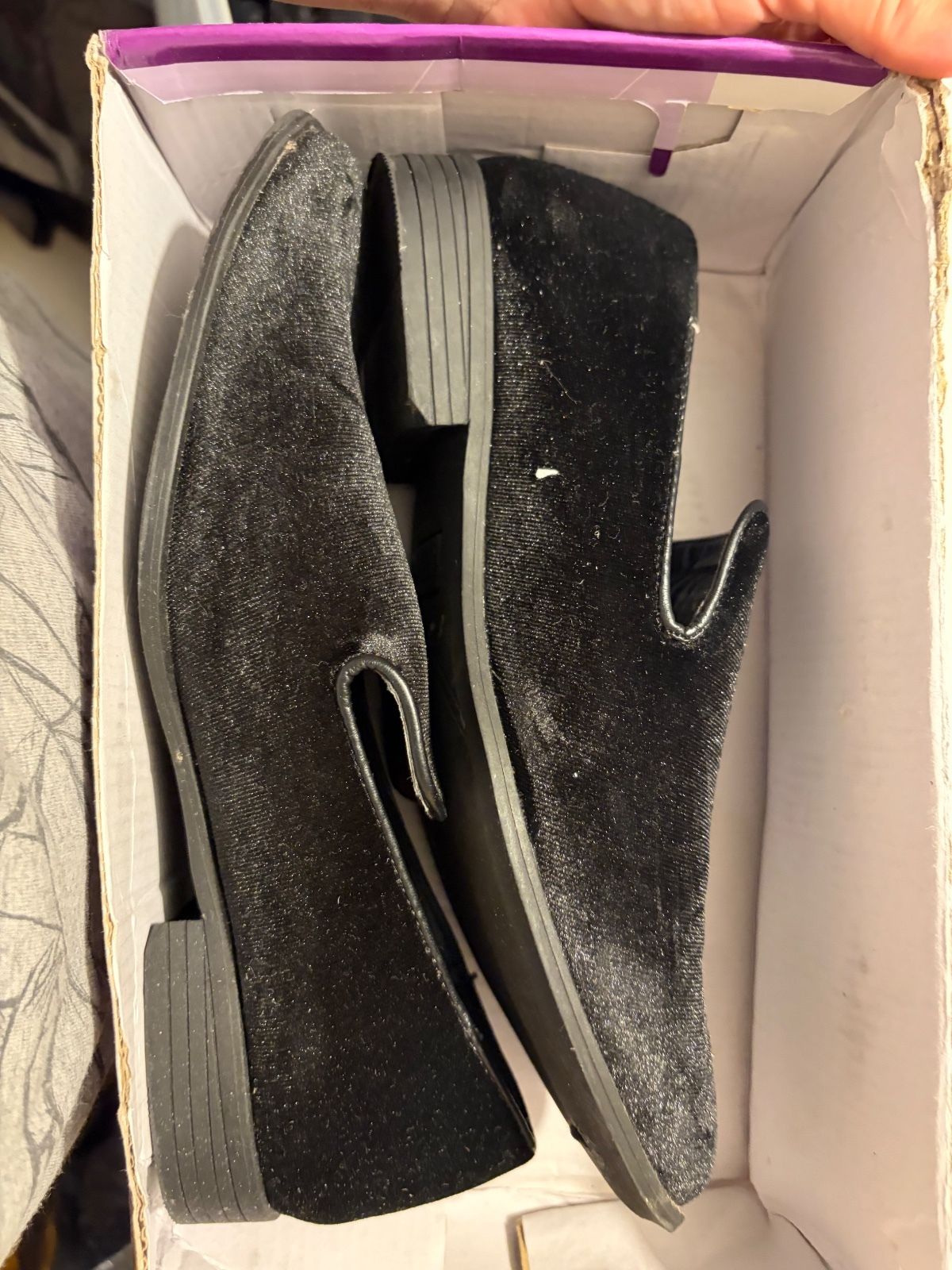 Black Glitter Slip-On Loafers, Kids Size 8