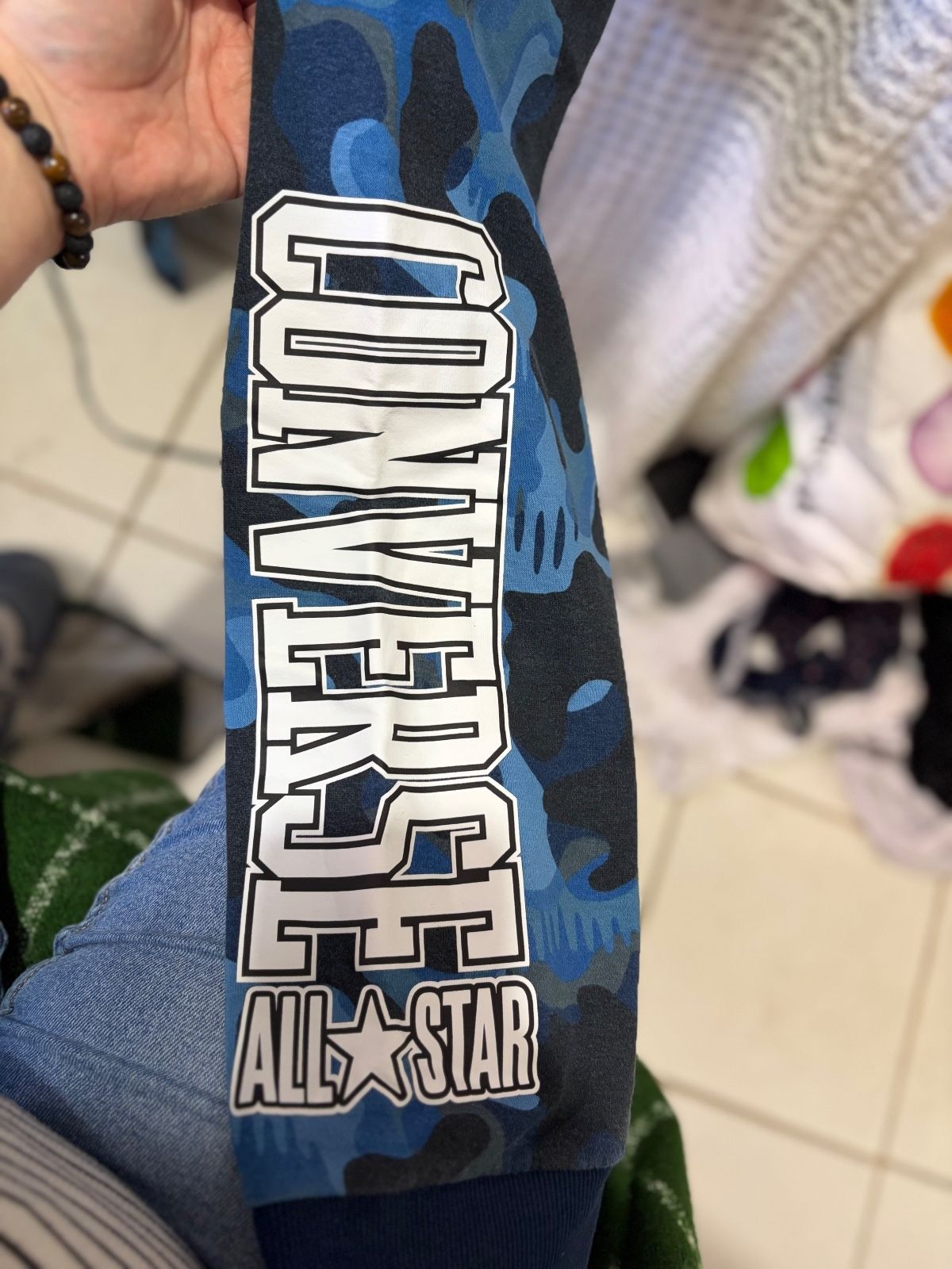 Converse Boys Camo Print Hoodie, Blue, Cotton Blend, XL - photo 3