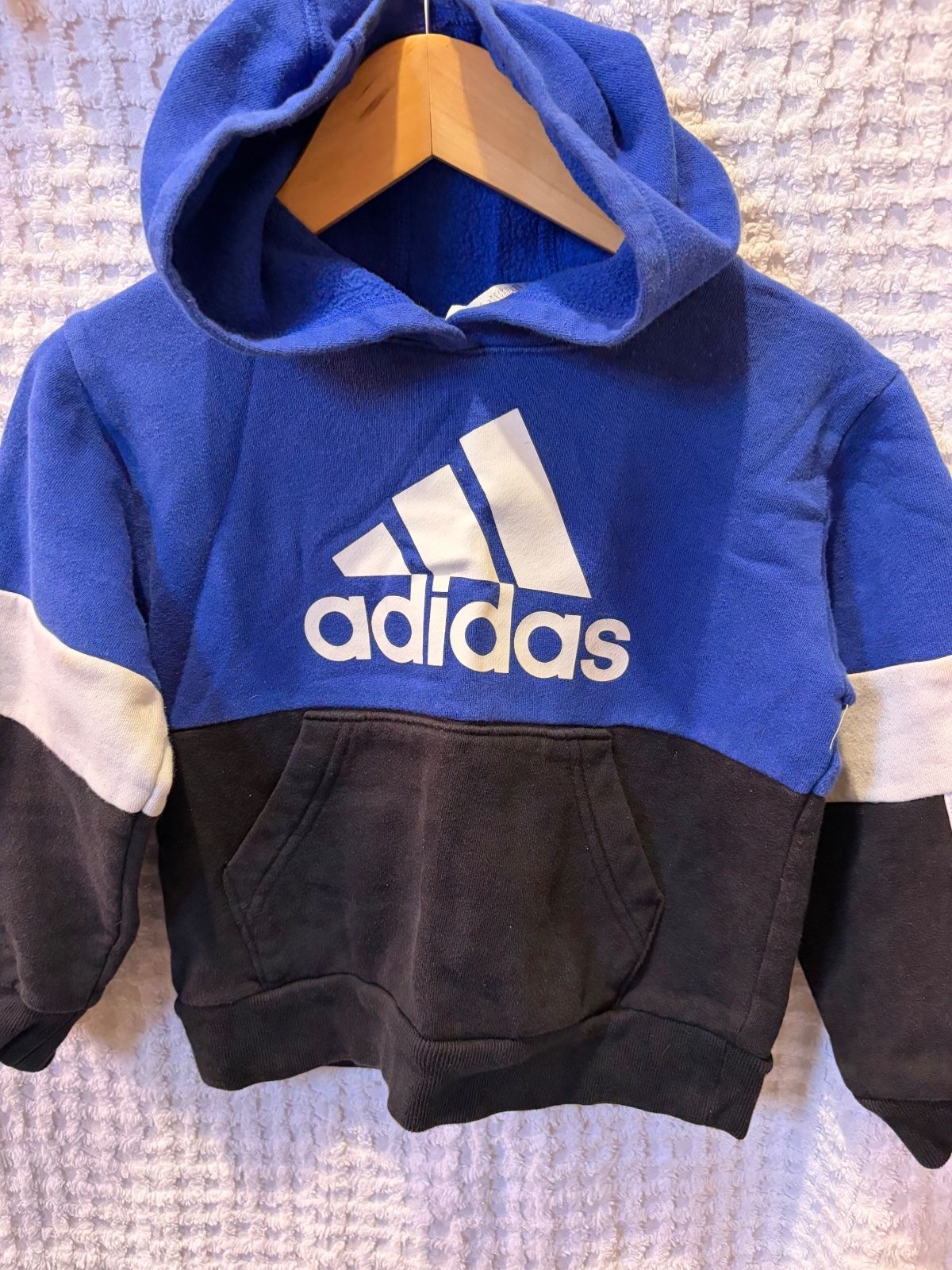Adidas Boys Blue and Black Fleece Hoodie, Size 5