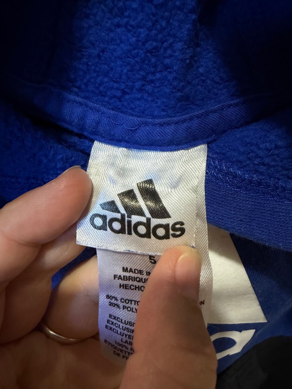 Adidas Boys Blue and Black Fleece Hoodie, Size 5 - photo 2