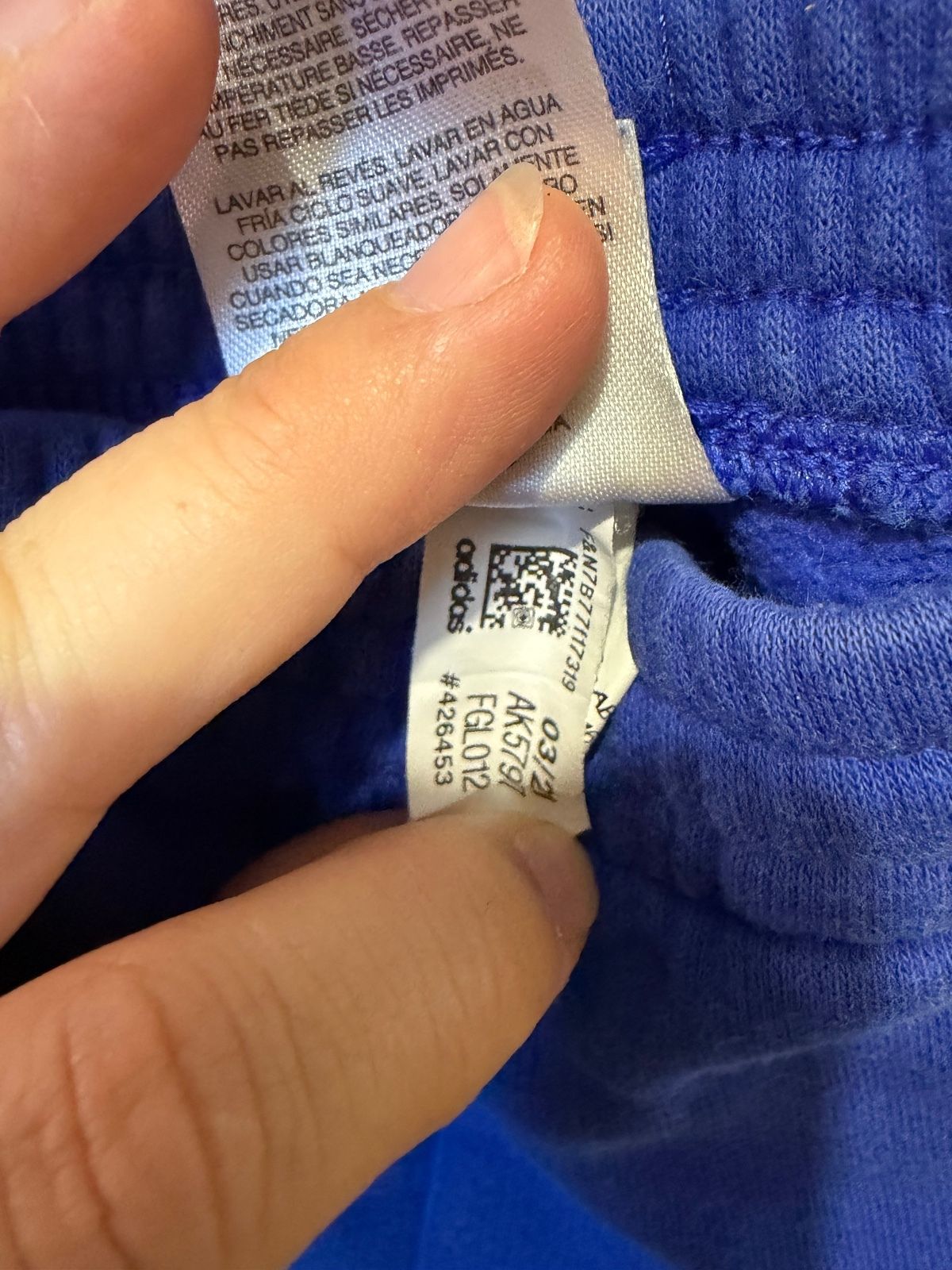 Adidas Boys Blue Three Stripe Fleece Sweatpants, Size 5 - photo 4