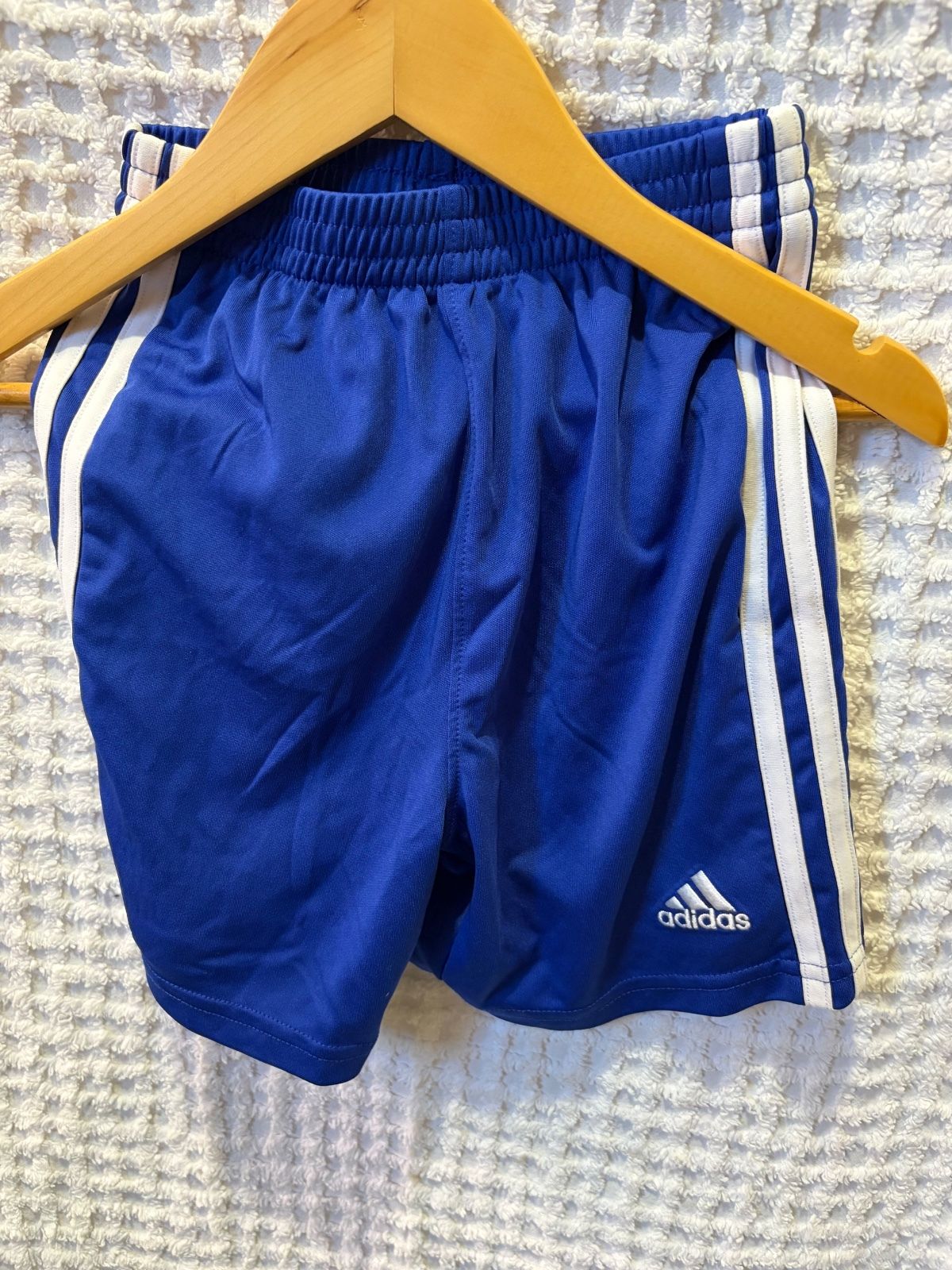 Adidas Kids Blue Three Stripe Athletic Shorts Size 5